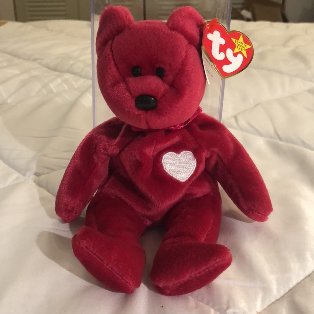 “Valentina” TY Beanie Baby, Red Bear, Vintage Collectible 1998
